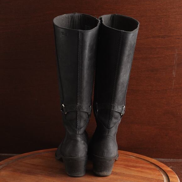 Teva Boots Womens SZ 8 BLK Foxy Tall Leather Waterproof Zip Riding Casual READ - Picture 7 of 16